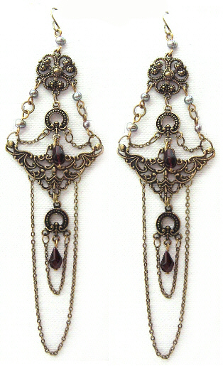 Plum Ornate Gothic Earrings
