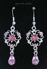 Pink Crystal Victorian Earrings