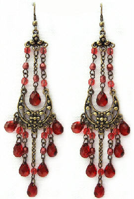 Red Beaded Gothic Earrings