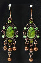Green Crystal Gothic Earrings