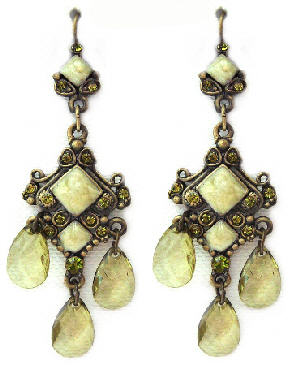 Green Gothic Square Earrings