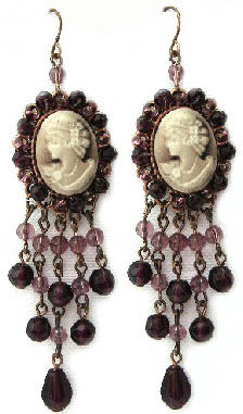 Purple Victorian Cameo Gothic Earrings