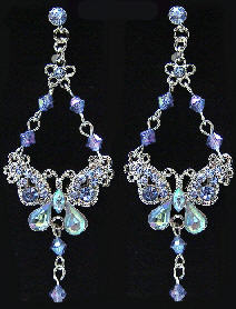 Blue Crystal Buterfly Earrings