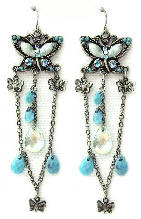 Blue Boho Butterfly Earrings
