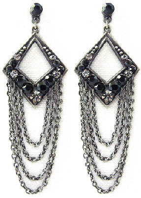 Black Gothic Chain Earrings