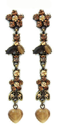 Amber Crystal Flower Earrings