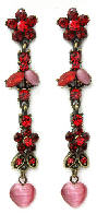 Red Crystal Flower Earrings