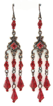 Red Victorian Angel Earrings