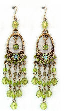 Green Crystal Oval Earrings