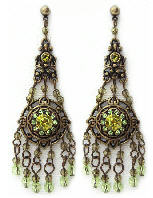 Green Crystal Gothic Earrings