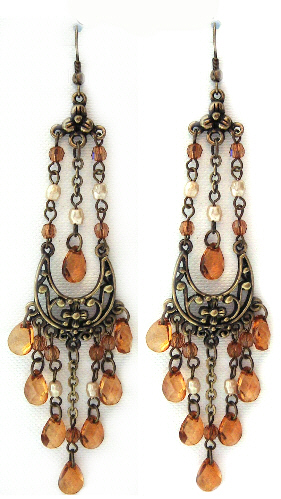 Amber Beaded Gothic Earrings