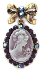 Gothic Victorian Purple Cameo Brooch